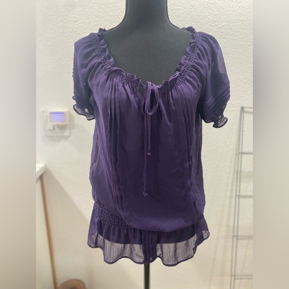 Women’s Sheer Blouse Size M Miley Cyrus for Max Azria Purple - Picture 1 of 4
